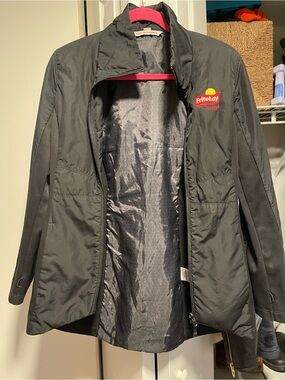 Port Authority Black Jacket with Red Hood Trim